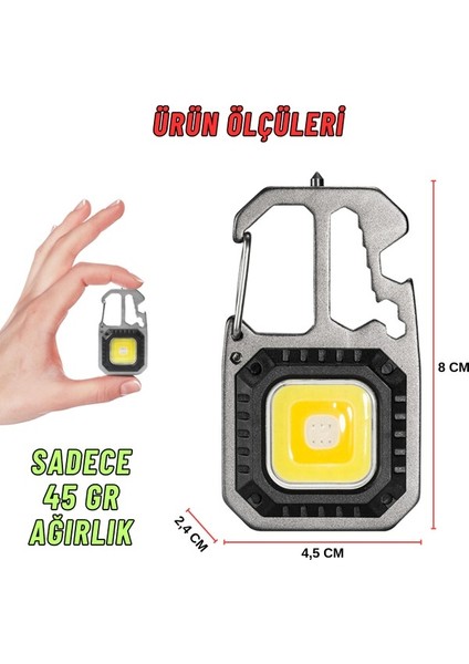 El Feneri Metal Gövdeli Cob LED Çok Fonksiyonlu Kamp ve Karavan Feneri Işıldak Ikaz Lambası