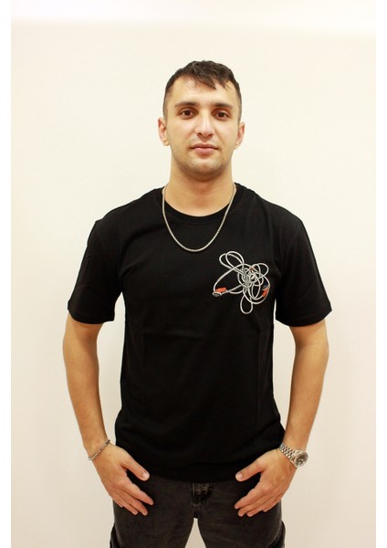 Caz 2256 Işleme Detaylı Relax Fit Bisiklet Yaka Erkek T-Shirt