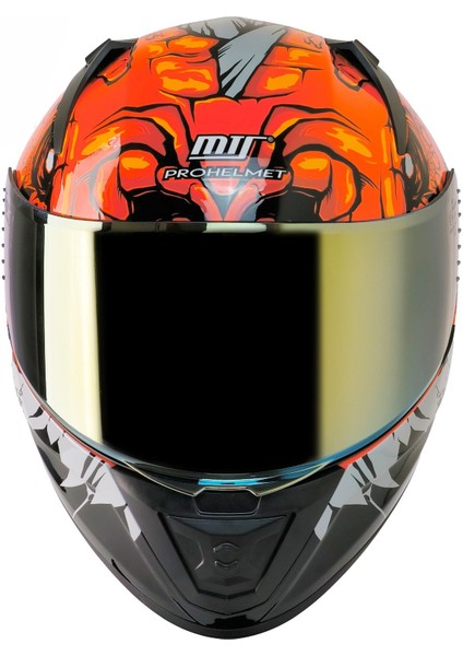 Motosiklet Kaskı Ece 22.R06 Sertifikalı Double Vizör Fiber Motor Kask Full Face New Lizzaro Orange