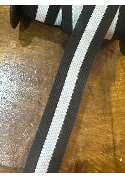 Siyah Beyaz Çizgili Şerit En 3 cm Dikiş Giyim Aksesuarı (1 Metre )