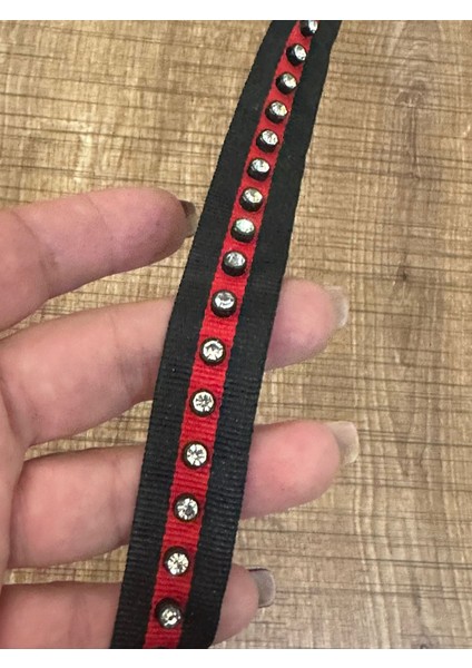 ZİR5KON Taşlı Çizgili Şerit Dikiş Giyim Hobi Aksesuarı En 2 cm 81 Metre )