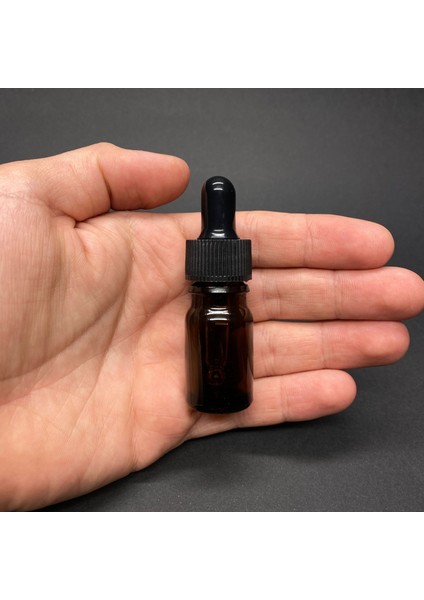 5ml Kahverengi Cam Damlalıklı Şişe , Siyah Plastik Kapak - 5cc Amber Cam Damlalıklı Şişe x 6 Adet