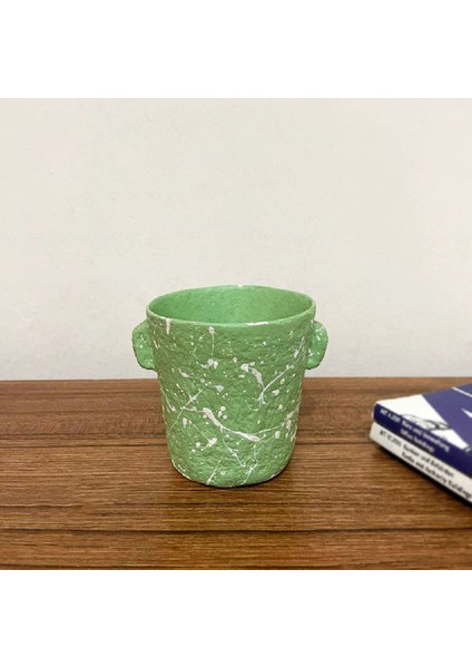 Papier Mache Sıçratma Desenli Saksı/kalemlik