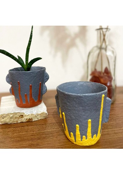 El Yapımı Papier Mache Saksı/kalemlik modelleri
