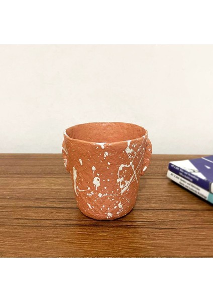 Papier Mache Sıçratma Desenli Saksı/kalemlik