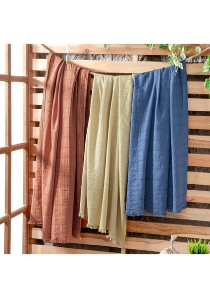 Vesemir Mavi %100 Pamuk Throw 130*170 cm