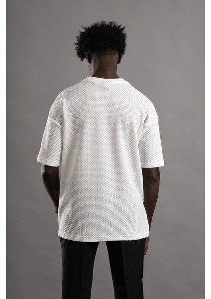 Oversize (Bol Kesim) Bisiklet Yaka Örgülü Likralı Kısa Kol T-Shirt indirimleri