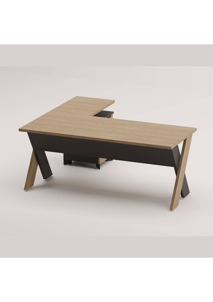 Omix L Çalışma Ofis Masa Takımı 140 cm (Meşe)