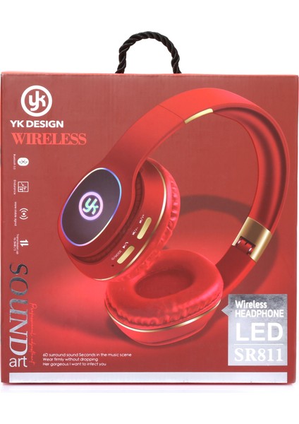SR811 Kablosuz Rgb LED Işıklı Bluetooth Stereo Kulak Üstü Kulaklık Bt 5.0 +Edr