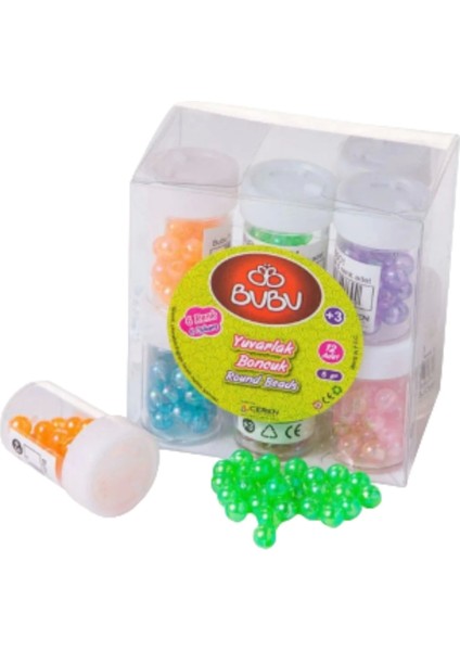 Yuvarlak Boncuk 12 mm 6 Renk 12'li Pvc