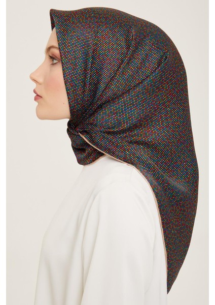 Siyah Puantiye Desen Tivil Ipek Eşarp 9113-05 modelleri