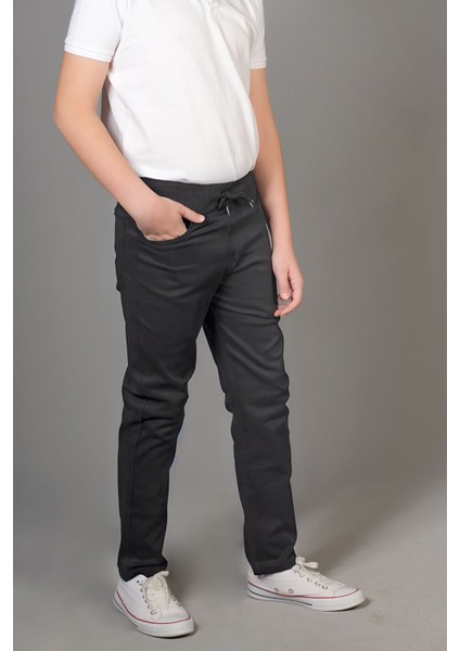 Regular Rahat Kalıp Yüksek Bel Beli Lastikli Erkek Çocuk Okul Pantolonu