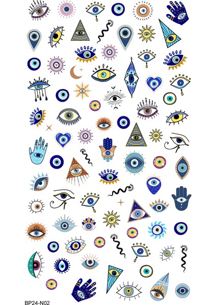 Tırnak Dövmesi Nazar Boncuklu Tattoo Nail Art Sticker