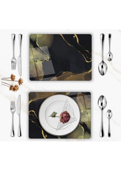 Özel Tasarım Cam Baskılı Gold Mermer Supla Takımı 4 Adet fiyatları