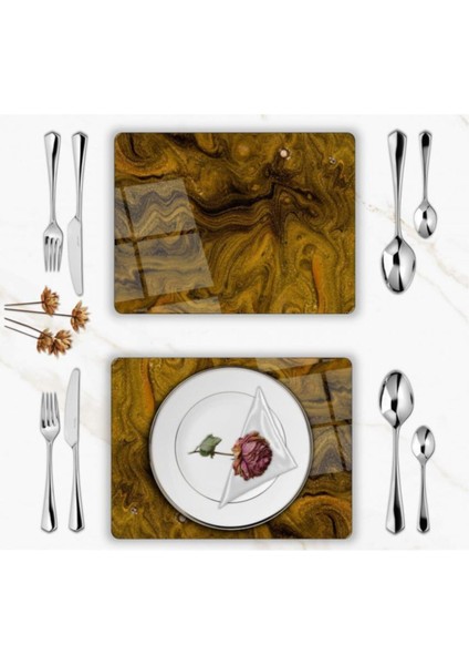 Özel Tasarım Cam Baskılı Gold Desen Supla Takımı 4 Adet fiyatları