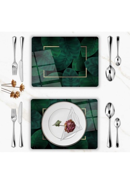 Özel Tasarım Cam Baskılı Yapraklar Supla Takımı 4 Adet fiyatları