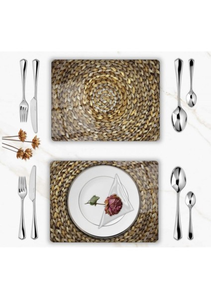 Özel Tasarım Cam Baskılı Örme Hasır Supla Takımı 6 Adet fiyatları