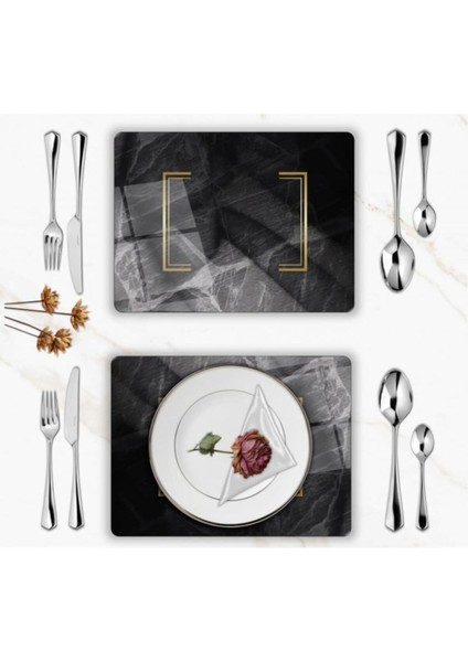 Özel Tasarım Cam Baskılı Mermer Desen Supla Takımı 6 Adet fiyatları