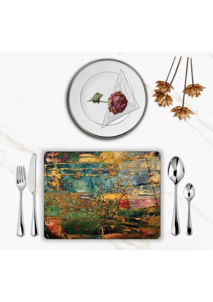 Özel Tasarım Cam Baskılı Gold Desenler Supla Takımı 6 Adet