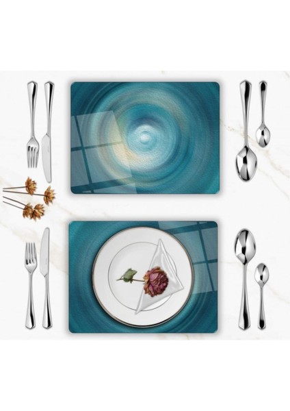 Özel Tasarım Cam Baskılı Mavi Halka Supla Takımı 6 Adet fiyatları