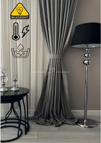 Karartma Blackout Sıvama Keten Ultrasonik Kesim Fon Perde 2 Renk Seçeneği