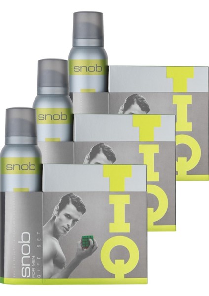 Erkek Parfüm Iq Edt 100 ml + Perfumed Deodorant 150 ml x 3 Set