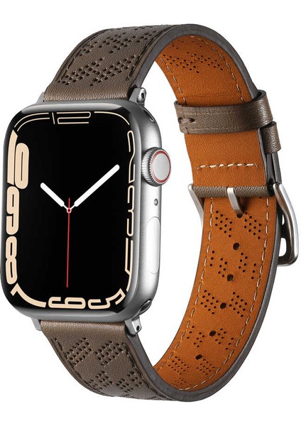 Zenith Works Apple Watch Uyumlu 7 41MM Krd-76 Pu Deri Kordon Strap Kayış