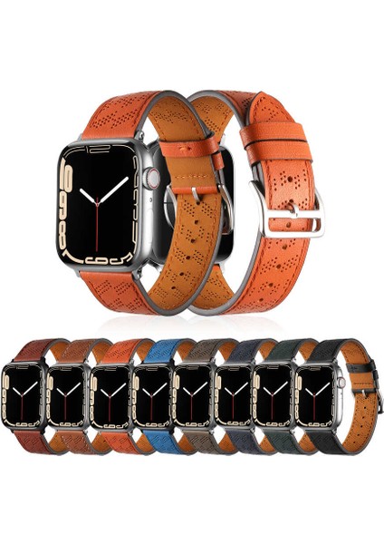 Zenith Works Apple Watch Uyumlu 7 41MM Krd-76 Pu Deri Kordon Strap Kayış