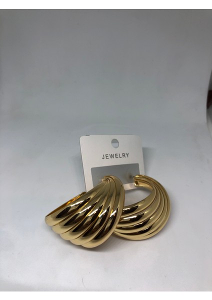 Deniz Accessories Gold Büyük Midye Küpe