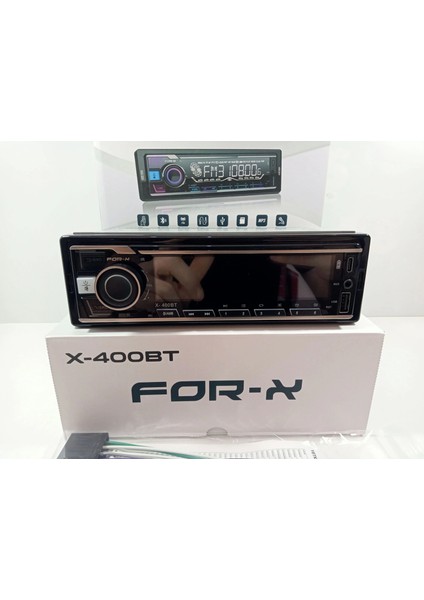 For-X Teyp – For-X Bluetoothlu , USB , Aux ve Radyo Çalar  4X60W Çift Amfi Çıkışlı ve 7 Renk Oto Teyp