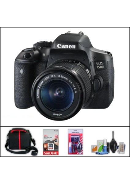 Eos 750 D + 18-55 mm Is Lens Dslr Fotoğraf Makinesi (Çanta + 32 GB Sd Kart + Temizlik Kiti Hediye)