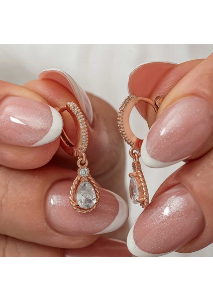 Gümüş Sallantılı Rose Damla Kadın Küpe