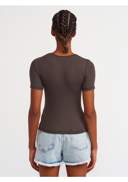 30747 Kısa Kollu T-Shirt-Koyu Kahve fiyatları