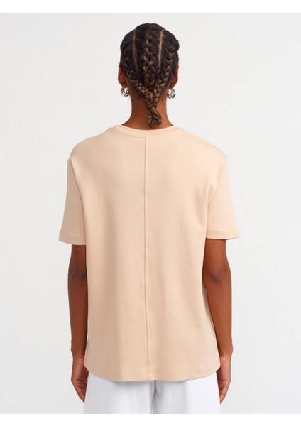 31218 Dikiş Detaylı T-Shirt-Bej fiyatları