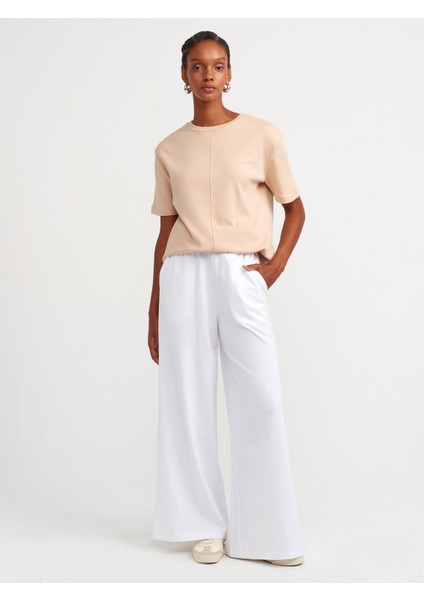 31218 Dikiş Detaylı T-Shirt-Bej fırsatları