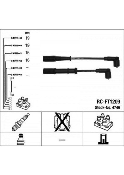 RC-FT1209 Buji Kablosu Tk Albea Sole-Palio Sole 1.4 8V-DOBLO-DOBLO Kargo 1.4ie-Grande Punto 1.2 12