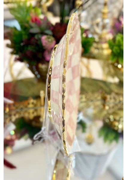 Damalı Pink 31CM Lenger Tabak indirimleri