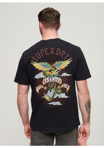 Bisiklet Yaka Baskılı Siyah Erkek T-Shirt M1011896B02A_TATTOO Graphıc Loose T indirimleri