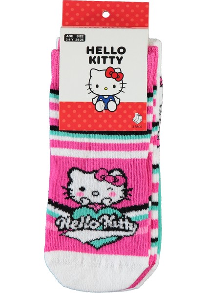 Hello Kıtty Kız Çocuk 3'lü Çorap 3-11 Yaş Pembe