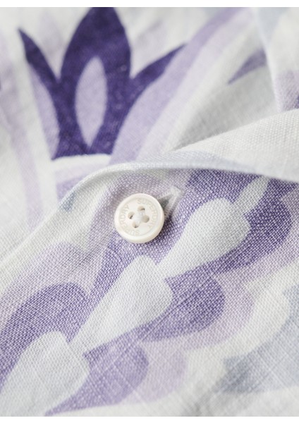 Normal Çok Renkli Desenli Erkek Gömlek M4010810A2EP_OPEN Collar Prınt Lıne modelleri