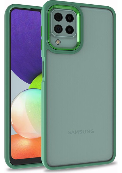 Galaxy M22 Uyumlu Inci Kılıf Kenarı Silikon Arkası Sert P.c Zore Flora Kapak