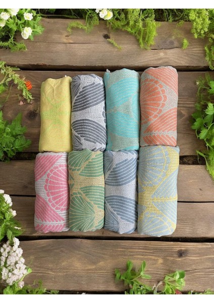 Kavak Ağacı Lifinden El Dokuması Midye Desen, Jakarlı, Premium Kalite, Peştemal, Plaj Havlusu, Pareo indirimleri