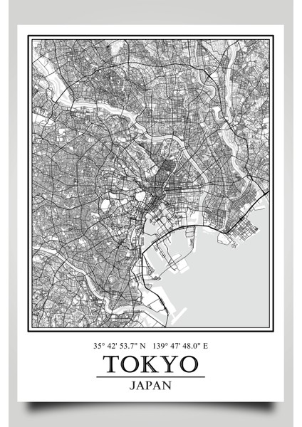 Tokyo Şehir Haritası Çerçevesiz PosterHarita Sanatı