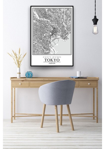 Tokyo Şehir Haritası Çerçevesiz PosterHarita Sanatı modelleri