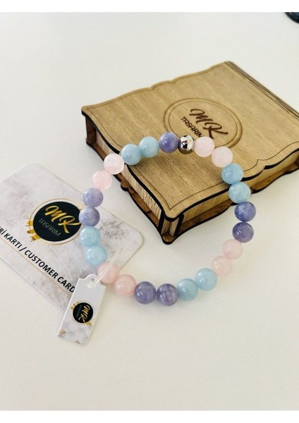 Gerçek Mavi-Pembe-Mor Kuvars Taşı Bileklik fiyatları