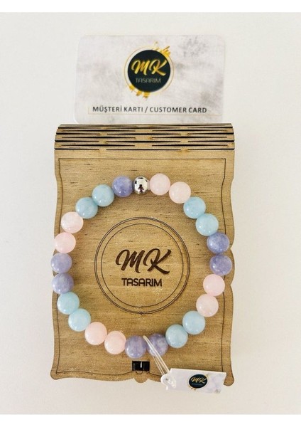 Gerçek Mavi-Pembe-Mor Kuvars Taşı Bileklik fırsatları