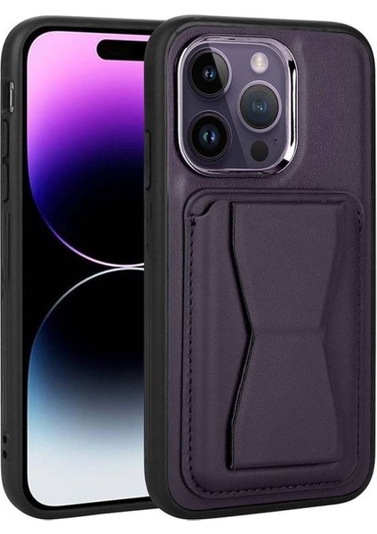 iPhone 14 Pro Max Kılıf Kartlıklı Standlı ​pu Deri Memo Kapak