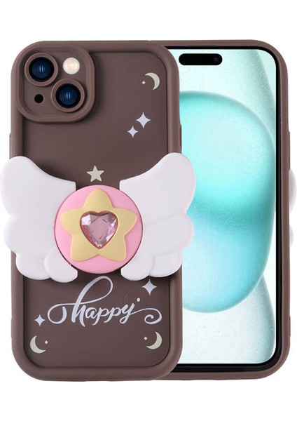 iPhone 15 Plus Kılıf Kamera Korumalı Kelebek Figürlü Kapya Kapak