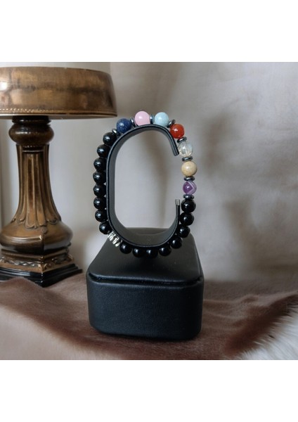 7 Çakra Doğaltaş Bileklik Akuamarina, Akik, Lapis, Ametist, Pembe Kuvars, Odun Jasper, Sitrin, Oniks