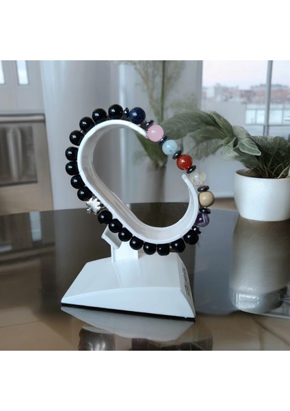 7 Çakra Doğaltaş Bileklik Akuamarina, Akik, Lapis, Ametist, Pembe Kuvars, Odun Jasper, Sitrin, Oniks modelleri